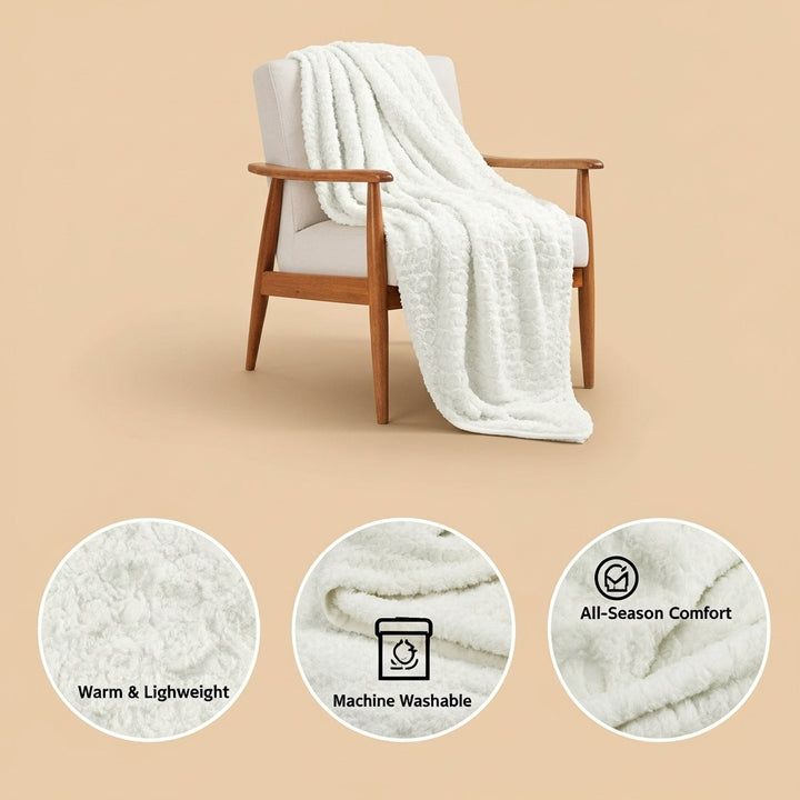 IvoryFur Luxe Embroidered Faux Fur Throw – Reversible Plush Blanket | Designer Accent | Trufairs