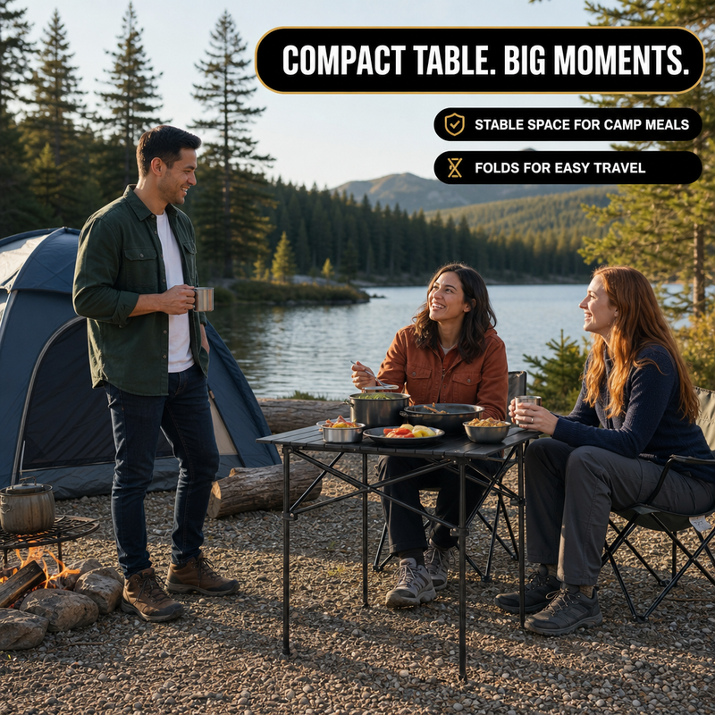 Aluminum Folding Camping Table – Portable Roll-Up with Carry Bag - 5