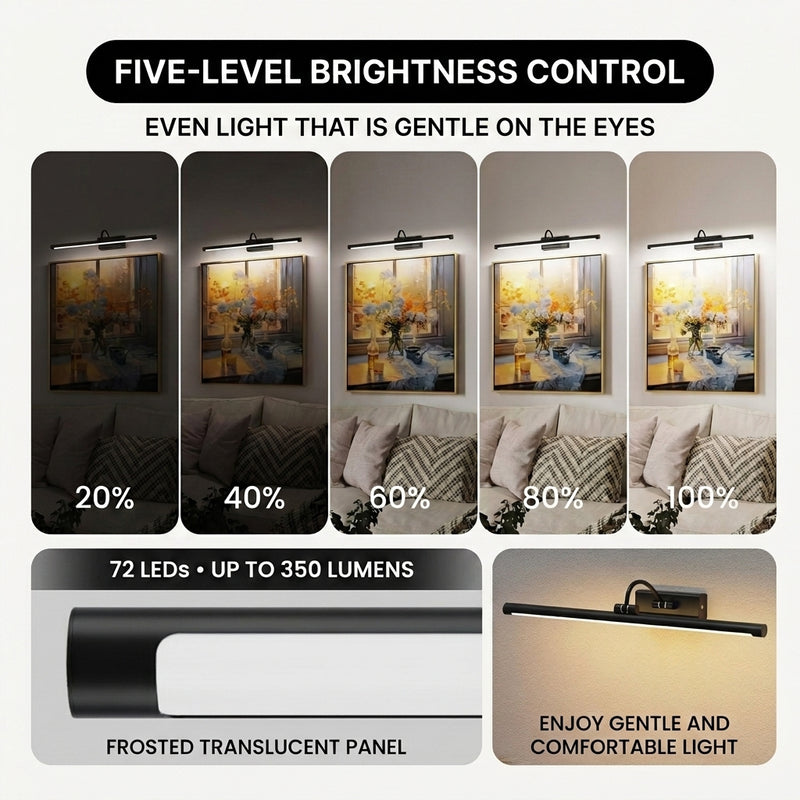 Battery Operated Picture Light for Wall - Rechargeable Cordless LED Art Light with Remote, Timer and Dimming - 5
