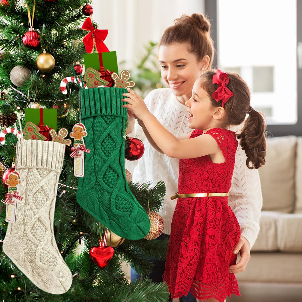 Personalized Christmas Stocking Large Capacity Cute Christmas Stockings Wear Resist Stocking Gift Bag Fireplace Party Decoration