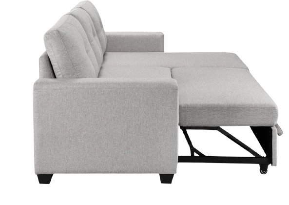 92" Light Gray Polyester Blend Convertible Futon Sleeper Sofa With Black Legs