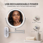 Rechargeable Wall Mounted Makeup Mirror with LED Light – Adjustable Brightness, Magnifying - 5