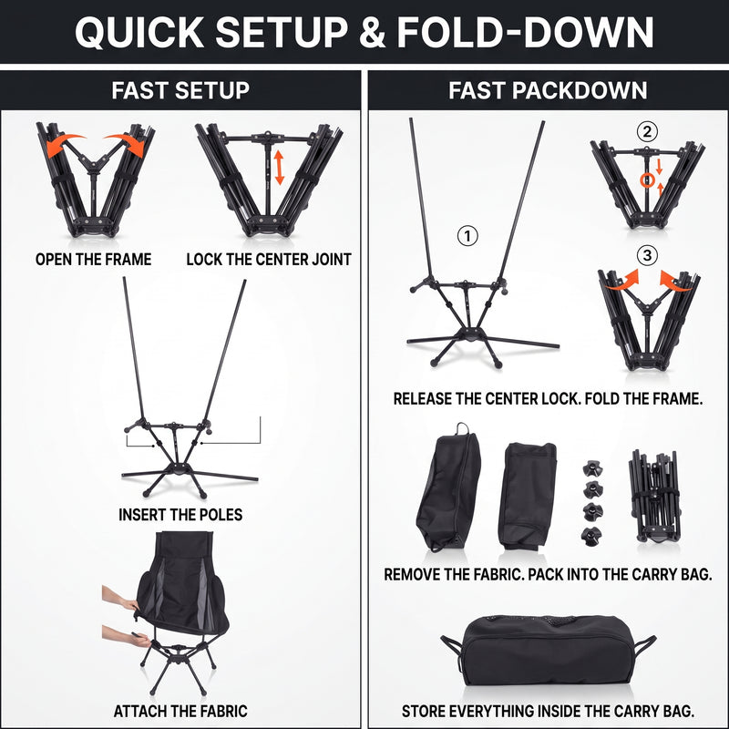Ultra-Compact High Back Folding Camping Chair – Lightweight & Portable - 5