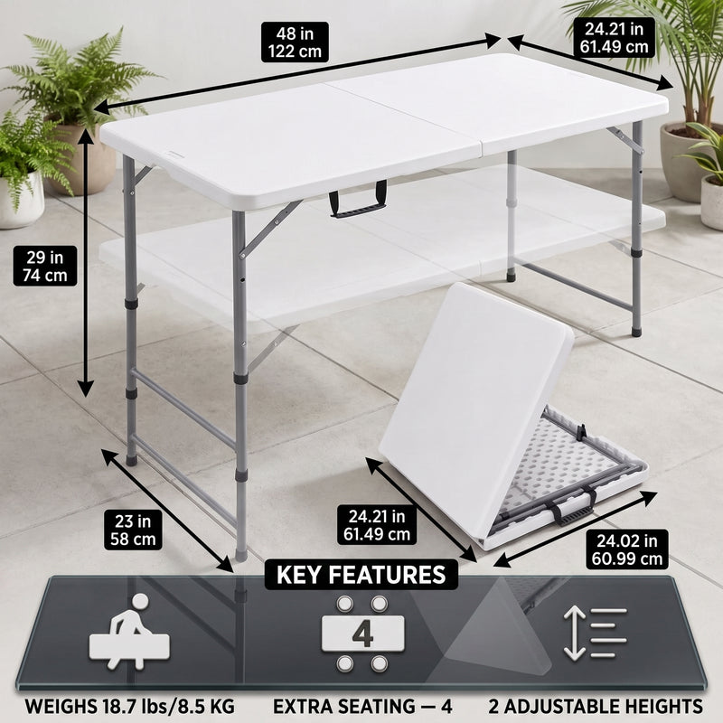 4 ft Adjustable Folding Camping Table - 5