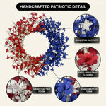4TH OF JULY WREATH FOR FRONT DOOR – RED, WHITE & BLUE PATRIOTIC DÉCOR - 5