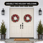 CHRISTMAS BERRY WREATH FOR FRONT DOOR – WINTER PINE HOLIDAY DÉCOR - 5