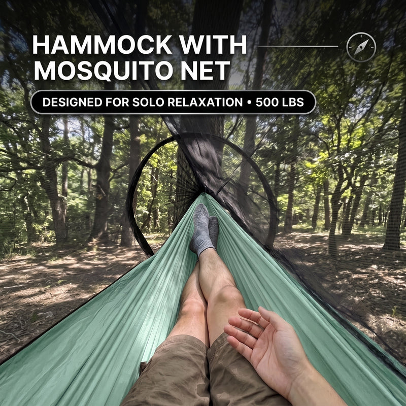 Camping Hammock with Mosquito Net – 1-2 Person, Nylon - 5
