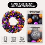 HALLOWEEN WREATH WITH LIGHTS FOR FRONT DOOR – PRE-LIT PUMPKIN, WITCH & GOTHIC PORCH DÉCOR - 5