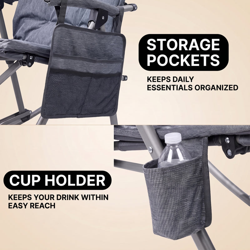 Oversized Folding Rocking Camping Chair with Padded Comfort & Portable Design - 5
