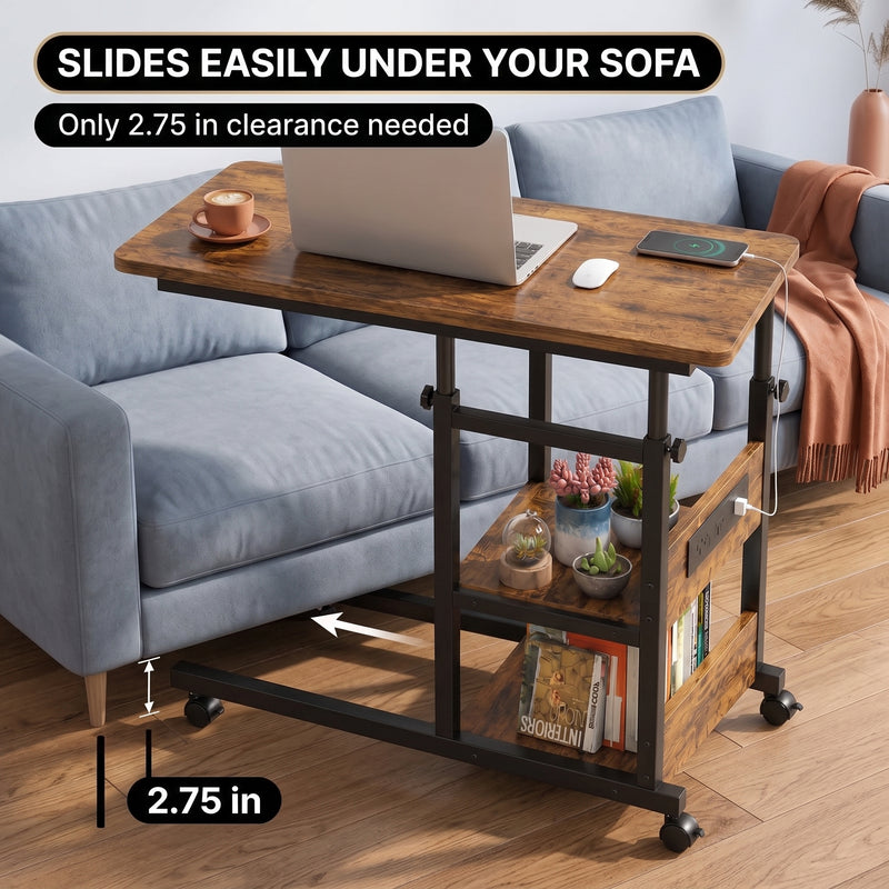 C-SHAPED END TABLE WITH CHARGING STATION – ADJUSTABLE HEIGHT - 5