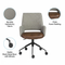 Gray Brown and Black Adjustable Swivel Fabric Rolling Office Chair