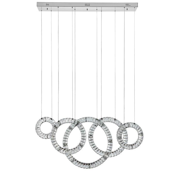 5 Hoop Crystal Progression Chandelier Chrome