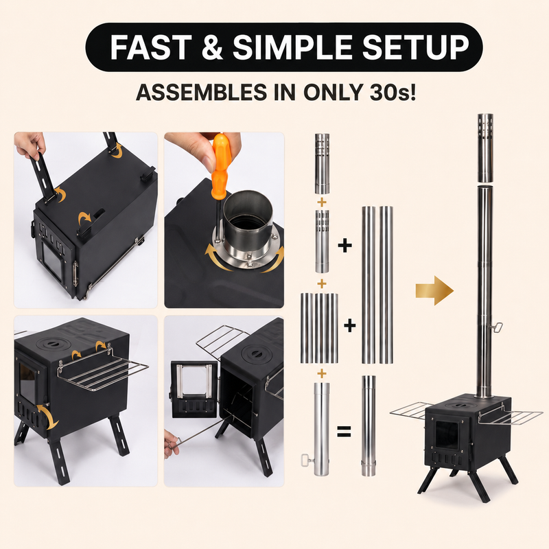 PORTABLE WOOD STOVE FOR CAMPING, TENT STOVE - 5