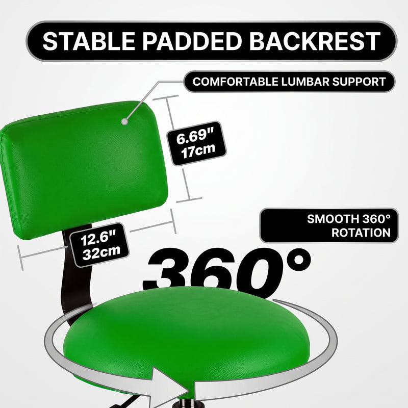 Adjustable Shop Stool with Backrest - Workbench Stool for Garage & Workshop, Swivel Bar Stool with Back Support, Padded Mechanic Stool - 5