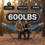 Double Hammock with Stand – Portable, Adjustable & 600lb Capacity for Indoor & Outdoor - 5