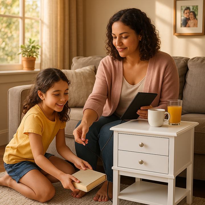 TechStation Pro 28" White Nightstand with Smart Charging Station – 2-Drawer Bedside Table with USB Ports