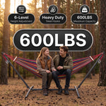 Double Hammock with Stand – Portable, Adjustable & 600lb Capacity for Indoor & Outdoor - 5