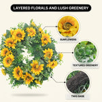 SUNFLOWER WREATH FOR FRONT DOOR – SUMMER FLORAL PORCH DÉCOR - 5