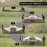 5–8 PERSON FAMILY DOME CAMPING TENT – WATERPROOF OUTDOOR TENT WITH RAINFLY & CARRY BAG - 5