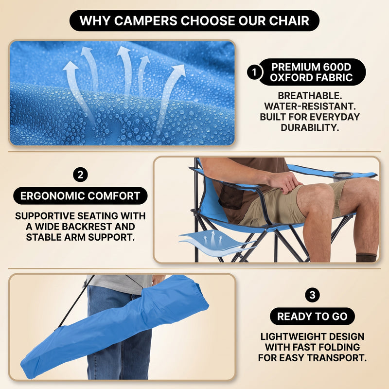 2 Pack Folding Camping Chairs with Cup Holders & Carry Bags - 5