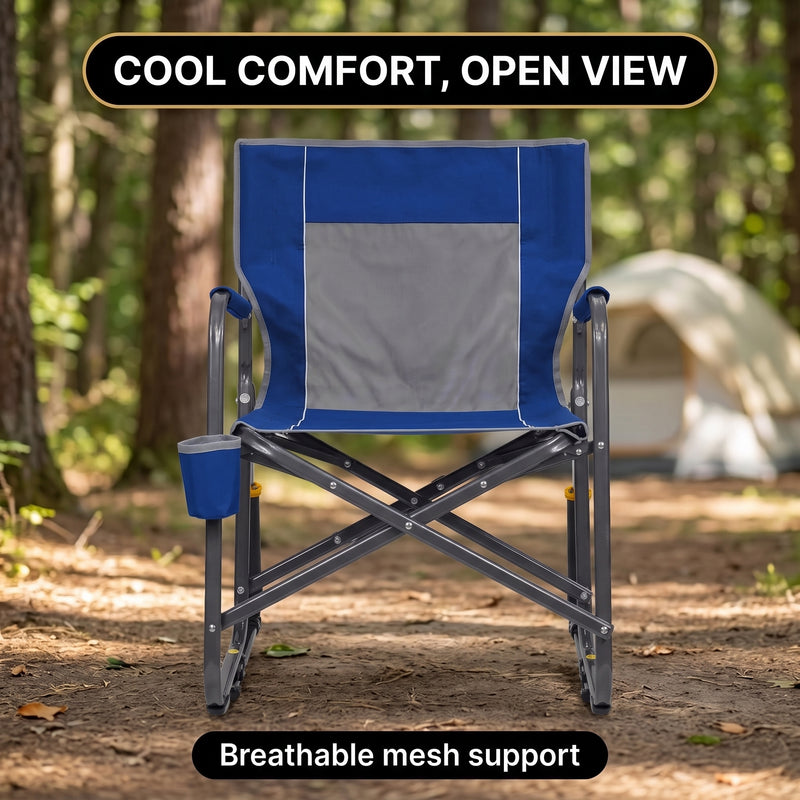 ROCKING CAMPING CHAIR – FOLD-FLAT CHAIR WITH CUP HOLDER - 5