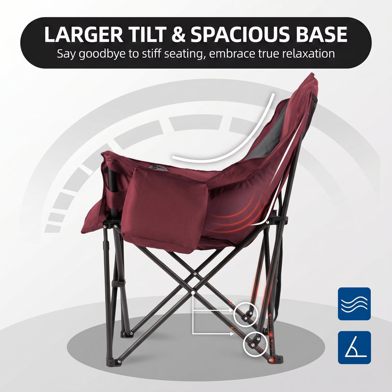 Oversized Camping Chairs 2 Pack – Extra-Large Folding Outdoor Chairs, Padded - 5