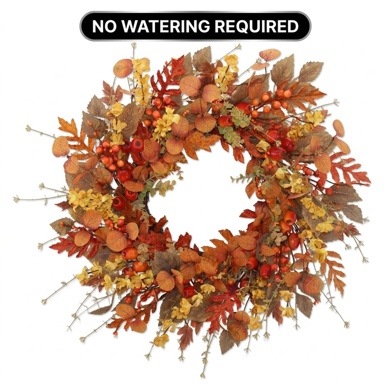 22-Inch Artificial Fall Wreath for Front Door – Berry, Pumpkin & Floral Styles - 5
