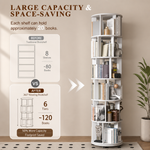 Rotating Bookshelf Tower – 360° Spinning Bookcase | 5 & 6-Tier, Solid Wood & MDF - 5