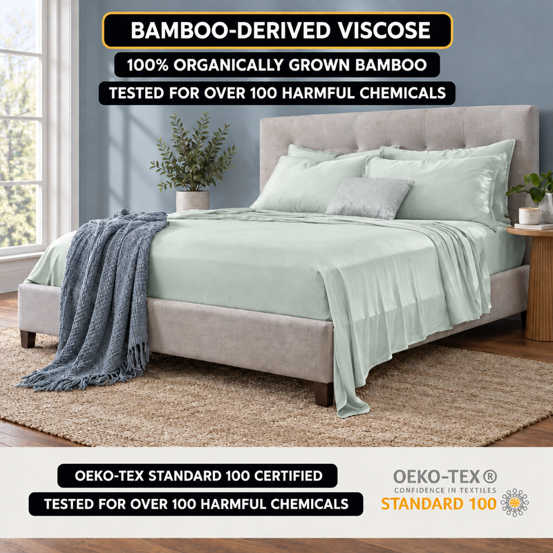 Bamboo Cooling Sheets – 300TC Viscose Sateen Sheet Set - 5