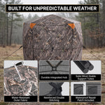 Silent Pop Up Hunting Blind with 270° See Through View – Waterproof Camo Ground Blind Tent for Turkey and Deer Hunting, 1-7 Person Capacity - 5