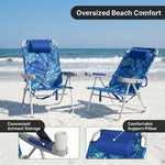 17" Big & Tall Oversized Beach Chairs 2-Pack – Heavy Duty Folding Outdoor Seating - 5