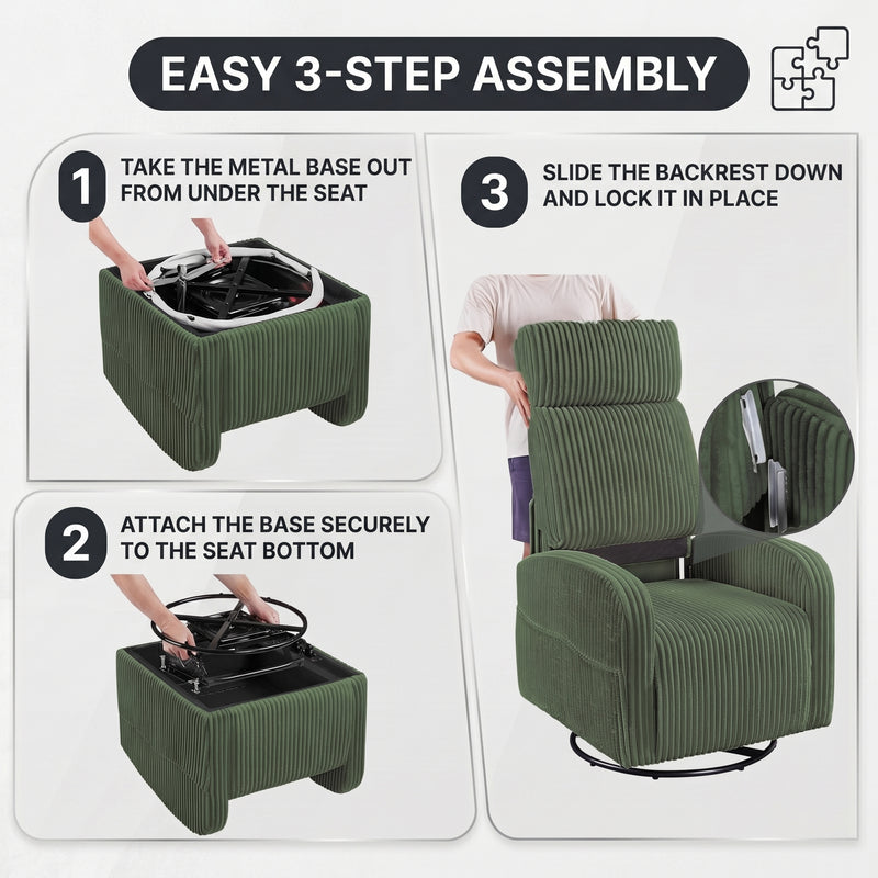 Swivel Accent Chair with Storage, 360 Degree Velvet Small Accent Chair, No Assembly Comfy Bedroom Chair for Living Room, Reading, Dressing Room - 5