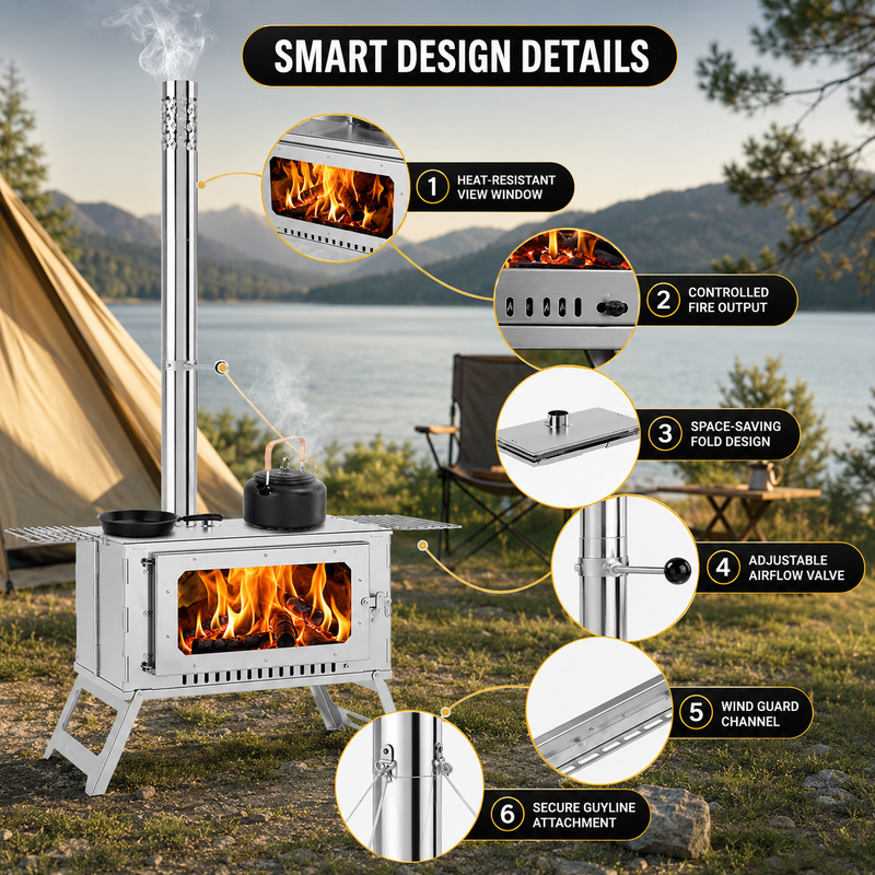 PORTABLE WOOD STOVE FOR CAMPING, TENT STOVE - 5