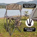 Tri-Lite Stool w/Back, Lightweight Portable Fishing Chair w/Cupholder and Carry Strap, Supports 225-Lb, Portable Outdoor Chair for the Hunting Blind, Camping, Travel, Hiking - 5