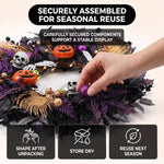 HALLOWEEN WREATH WITH LIGHTS FOR FRONT DOOR – PRE-LIT PUMPKIN, WITCH & GOTHIC PORCH DÉCOR - 5
