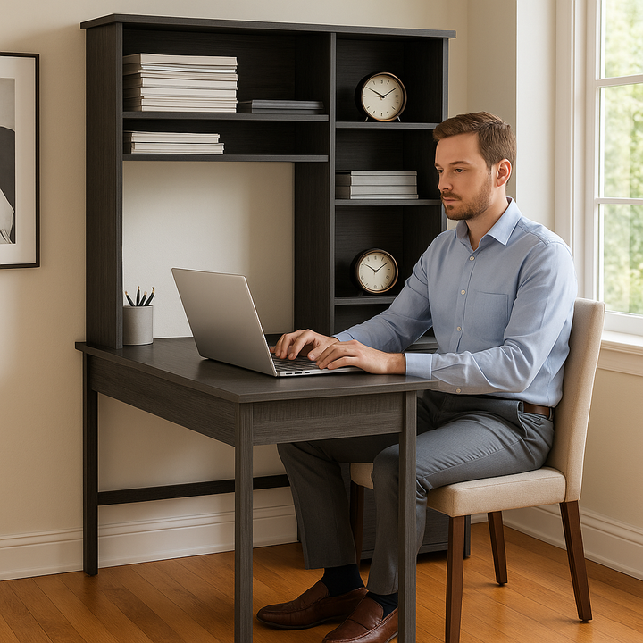 MetroHaven 43" Gray Computer Desk with Hutch