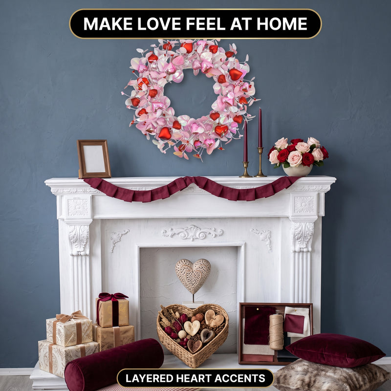 VALENTINE WREATHS FOR FRONT DOOR – HEART & BERRY FLORAL WREATH FOR VALENTINE’S DAY DÉCOR - 5