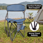 Tri-Lite Stool w/Back, Lightweight Portable Fishing Chair w/Cupholder and Carry Strap, Supports 225-Lb, Portable Outdoor Chair for the Hunting Blind, Camping, Travel, Hiking - 5