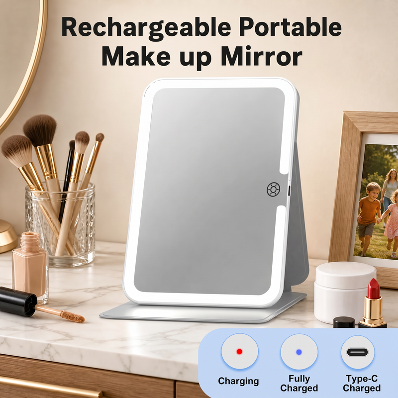 Portable LED Makeup Mirror – Rechargeable, Adjustable Brightness, Compact & Travel-Friendly - 5