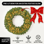 PRE-LIT CHRISTMAS WREATH – WARM LED DOOR DÉCOR - 5