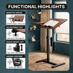 Adjustable Overbed Table With Wheels for Bed & Laptop - 5