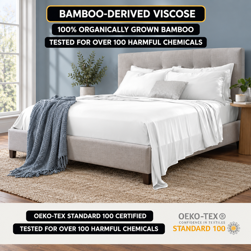 Bamboo Cooling Sheets – 300TC Viscose Sateen Sheet Set - 5