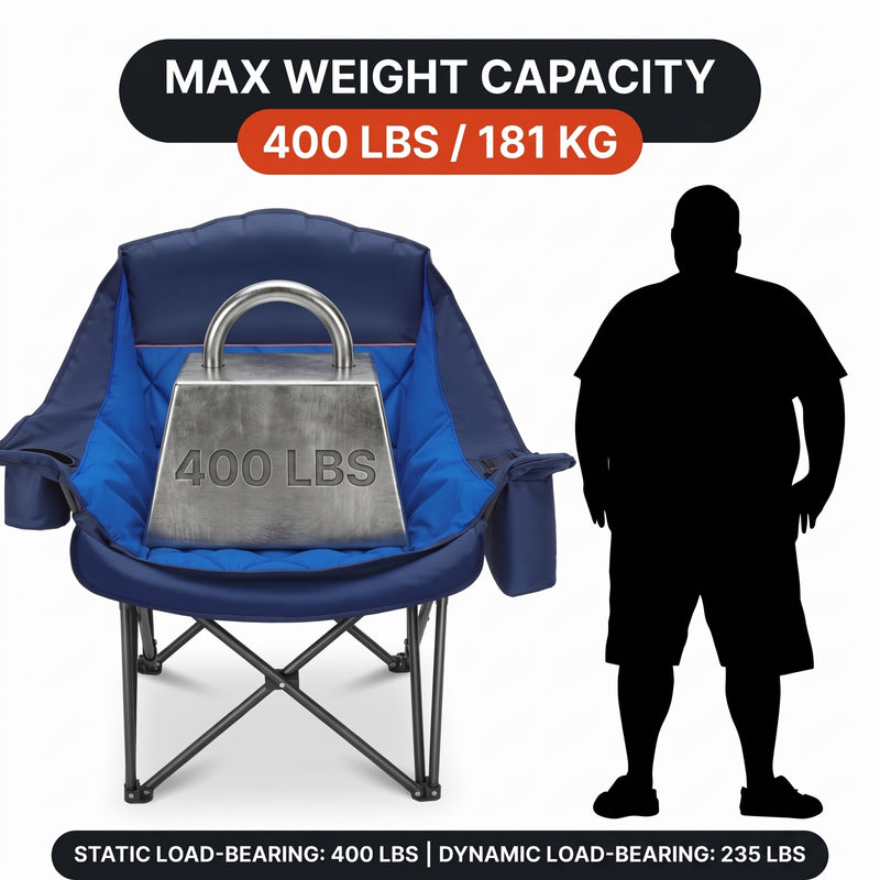 Oversized Camping Chairs 2 Pack – Extra-Large Folding Outdoor Chairs, Padded - 5