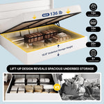 Lift-Up Storage Bed Frame with Upholstered Wingback Headboard - 5