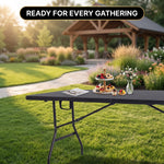 6 FT FOLDING CAMPING TABLE – PORTABLE INDOOR OUTDOOR TABLE WITH WATERPROOF HDPE TOP & CARRY HANDLE - 5
