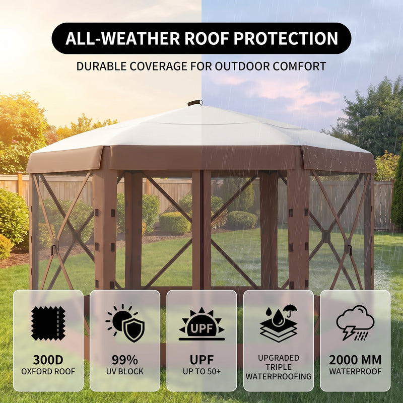 Vevor 12x12 Pop-Up Screen Tent Gazebo – 6-Sided Mesh Shelter with Carry Bag (8–10 People) - 5