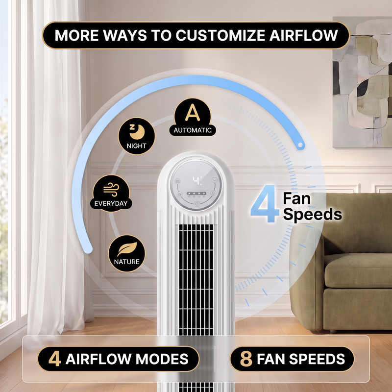 Tower Fan With Remote – 90° Oscillation, 36″ & 42″ - 5
