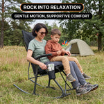 High Back Folding Rocking Camping Chair – Oversized Portable Outdoor Rocker with Cup Holder, Carry Bag & Heavy-Duty Steel Frame - 5