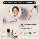 Rechargeable Wall Mounted Makeup Mirror with LED Light – Adjustable Brightness, Magnifying - 5