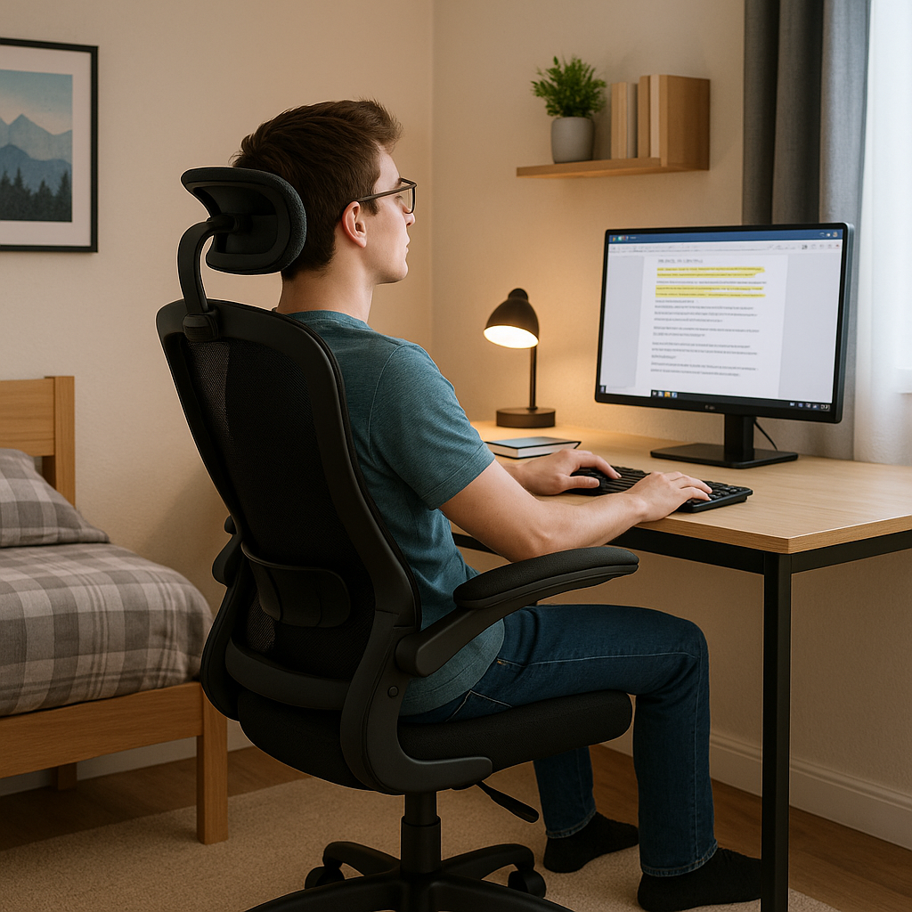 ErgoPro Black Mesh Adjustable Gaming Chair – Flip-Up Arms, Swivel Base & Enhanced Lumbar Support
